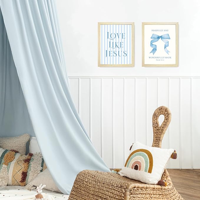 LARTSFRO Coquette Blue Bow Jesus Wall Art Decor Posters, Light Blue Bow Room - Image 6