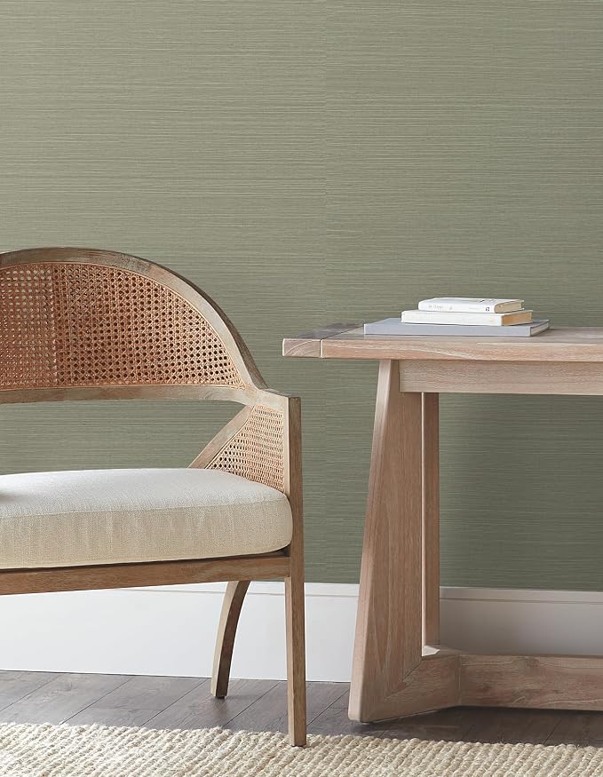 York Wallcoverings Natural Sisal Pine Peel and Stick Grasscloth Wallpaper - Image 3