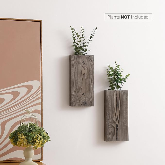 Wood Wall Planter Set of 2, Wood Wall Pocket - Image 2
