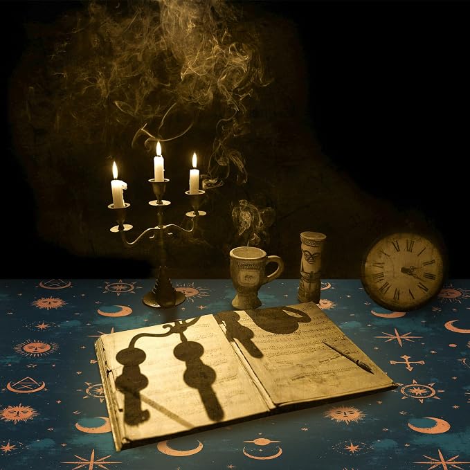 FLFK Mystic Peel and Stick Wallpaper 16" x 128" Moody Dark Blue & Orange - Image 4