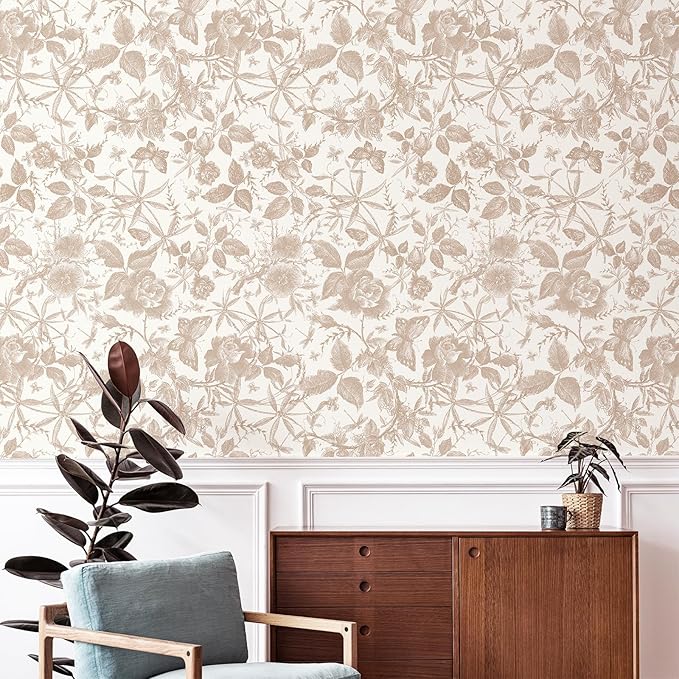 JiffDiff Vintage Peel and Stick Wall Stick，Champagne Wallpaper Rose Removable by wallpaper