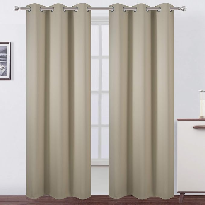 LEMOMO Beige Thermal Blackout Curtains/38 x 84 Inch/Set of 2 Panels Room by Lemomo