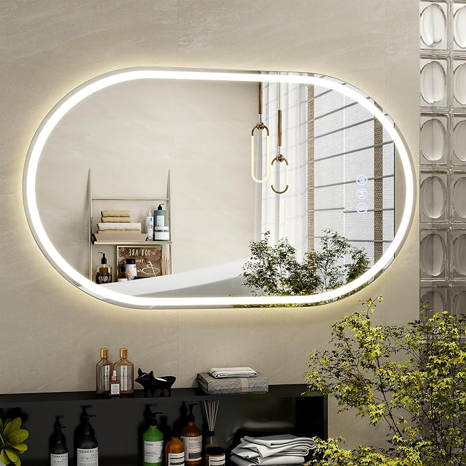 BEAUTYPEAK 48x28 LED Oval Bathroom Mirror - Image 7