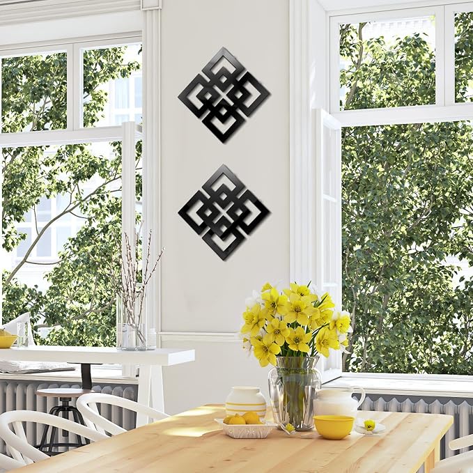 Weysat Wall Mount Home Mirror, 2 Pieces Silver Square Decorative Mirror - Image 5