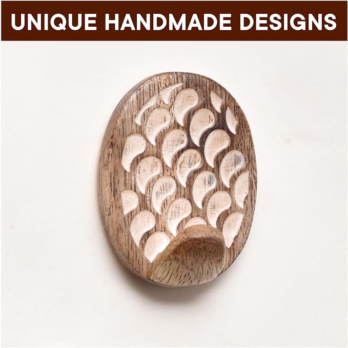 Indian Shelf 6 Lb- 3 Pieces Decorative Wood Adhesive Wall Hooks–Boho Peel and - Image 6