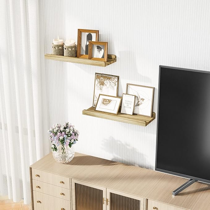 Love-KANKEI Floating Shelves Wall Mounted Set of 2, 17 Inch Rustic Wood Wall - Image 4