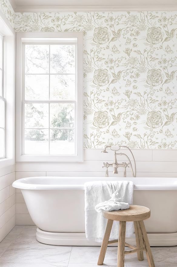 Yasinet Peel and Stick Wallpaper Boho Floral Wallpaper Vintage Floral Contact - Image 6
