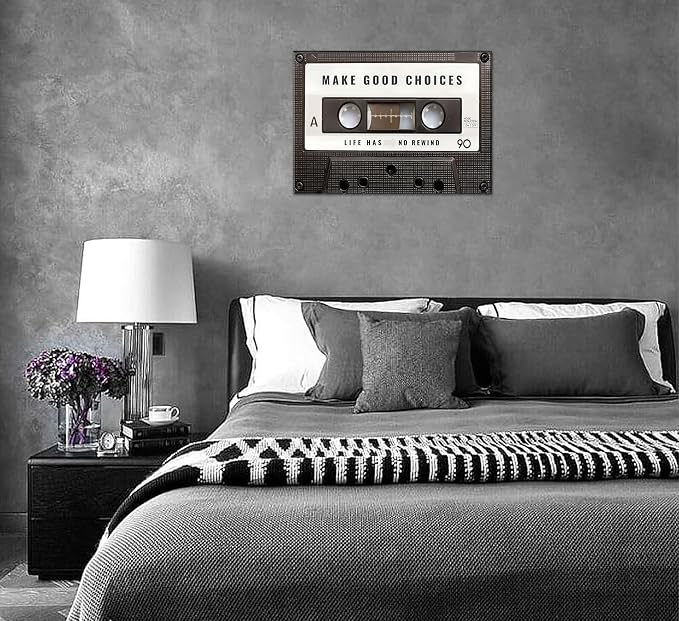 Inspirational Office Canvas Wall Art Picture Vintage Cassett Tape Prints Make - Image 8