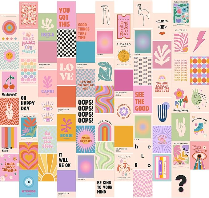 Preppy Room Decor, Cute Preppy Wall Decor, Trendy Pink Photo Collage Kit 4"x6" by KBKBART