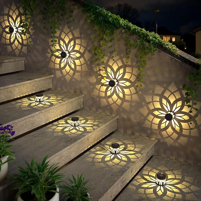 4 Pack Solar Fence Lights Metal Solar Powered Outdoor Wall Deck Step Lights - Image 5