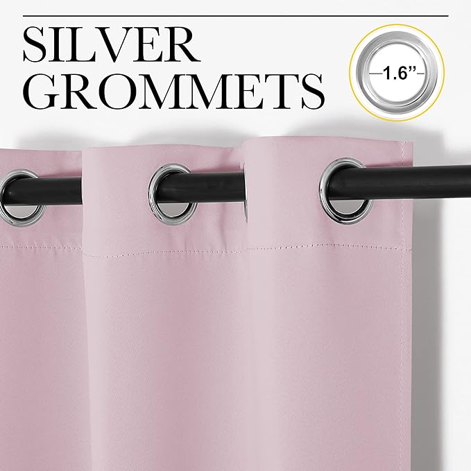 NICETOWN Baby Pink Blackout Curtains 68 inches Length - Image 2