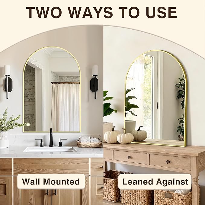 Vanity Bathroom Mirror for Wall, 2 Pack 30"x20" Arched Bathroom Mirror for Over - Image 6