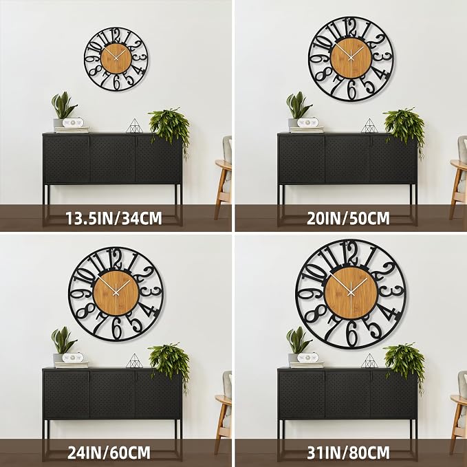 Large Wall Clock for Living Room Decor, 24 Inch Non Ticking Silent, Battery - Image 2