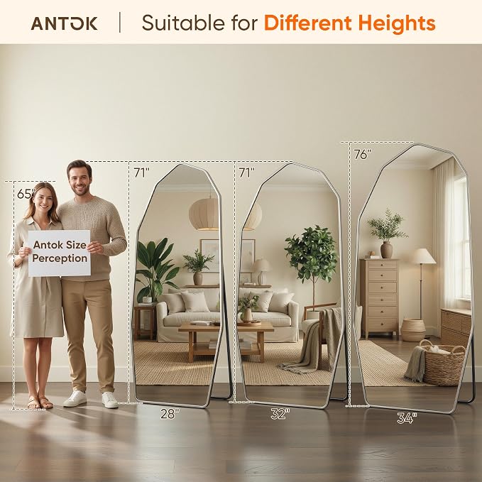 Antok Full Length Mirror, Free Standing Wall Mounted or Leaning Full Body Mirror - Image 2