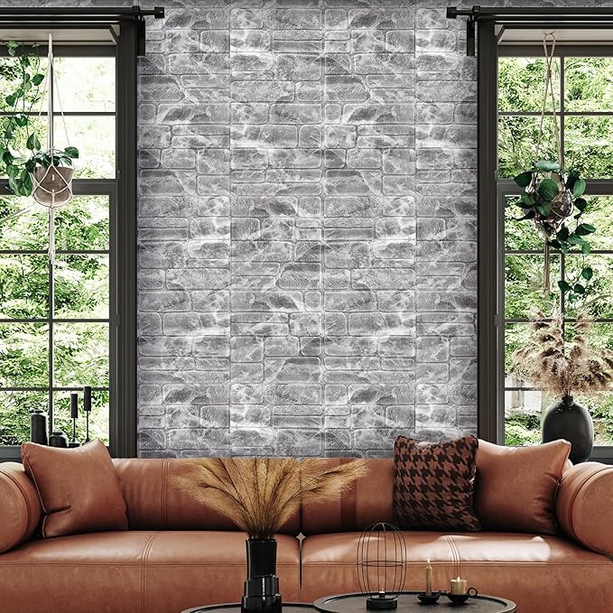 YU LI 3DH 3D Wall Panels Peel and Stick Faux Stone Wall Panel White 20-Pack - Image 5