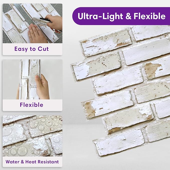 3D Faux Brick Wall Panels Peel and Stick, Small Brick-Look Textured Wall Sticker - Image 5