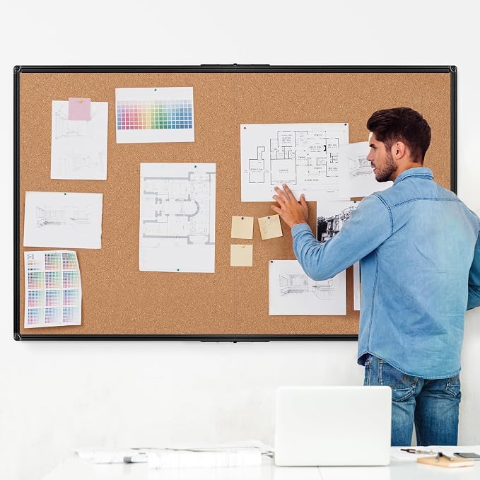 Extra Large Cork Bulletin Board 72" X 48", Foldable Notice Pin Board - Image 2