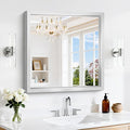 24 x 24 Silver Bathroom Mirror, Brushed Silver Square Mirror by WelcometoCIVENO