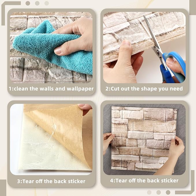 Colarr 60 Pcs 58 Sq ft 3D Wall Panels Peel and Stick Faux Foam 3D Brick - Image 3