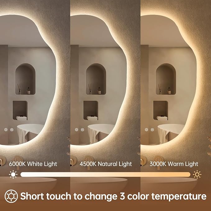 LOVESPEJO Irregular Backlit Mirror Bathroom 25x35 Inch, Asymmetrical LED - Image 6