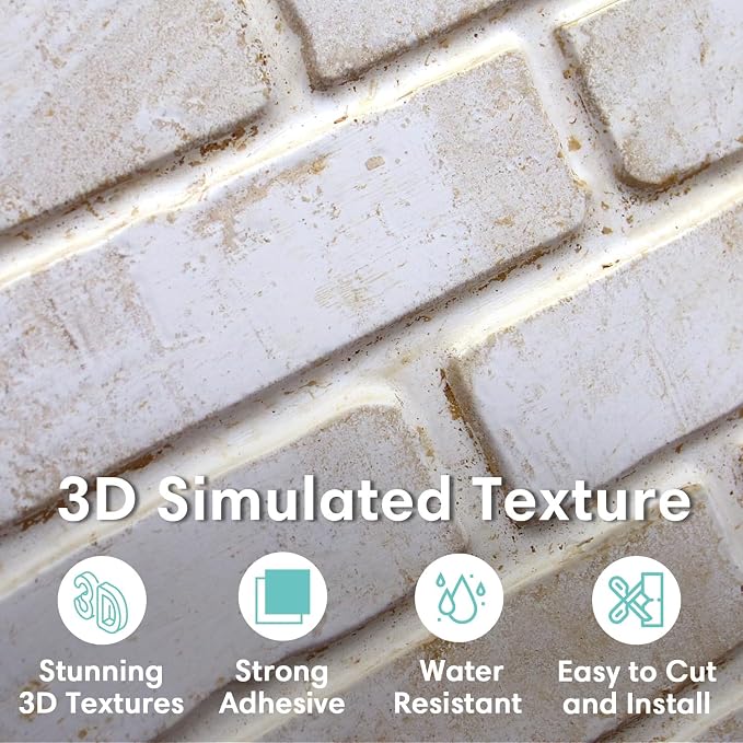 Commomy 3D Peel and Stick Brick, Ultralight Thin PVC Faux Brick Wall Panels - Image 2