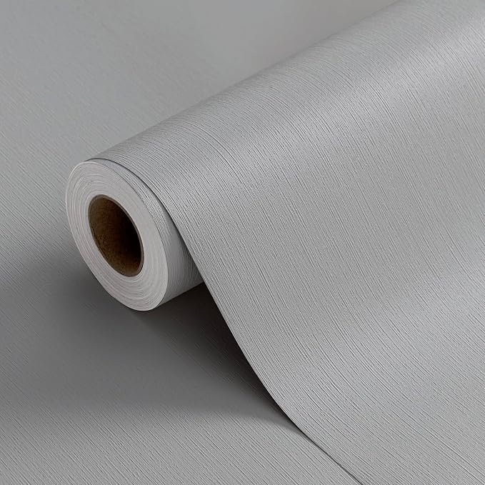 FUKU MON 23.6" X 393" Light Gray Wallpaper Peel and Stick Contact Paper Solid by MeetyourallDIYneeds