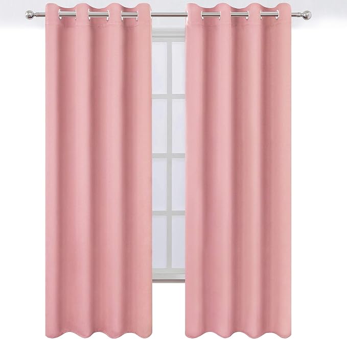 LEMOMO Baby Pink Bedroom Blackout Curtains/52 x 84 Inch Long/Set of 2 Curtain - Image 2