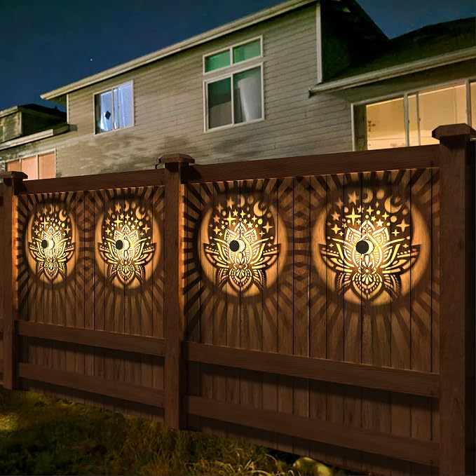gardencave 2 Pack Solar Fence Lights Metal Solar Powered Outdoor Wall Deck - Image 3
