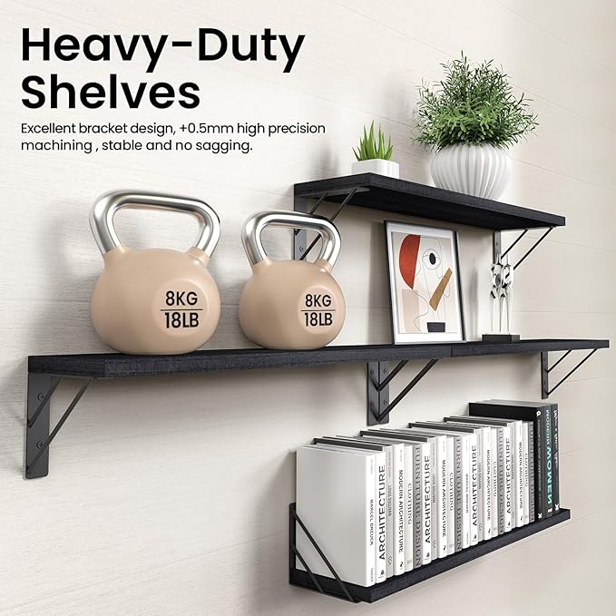 BAYKA Wall Mounted Floating Shelves, Wood Floating Wall Shelf - Image 5