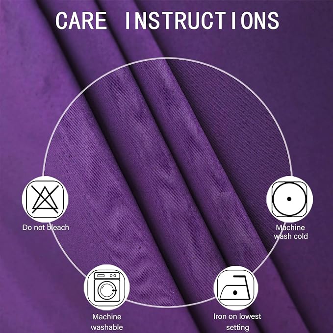 LEMOMO Blackout Curtains 66 x 72 Inch Long Purple Curtains Set of 2 Panels Room - Image 4