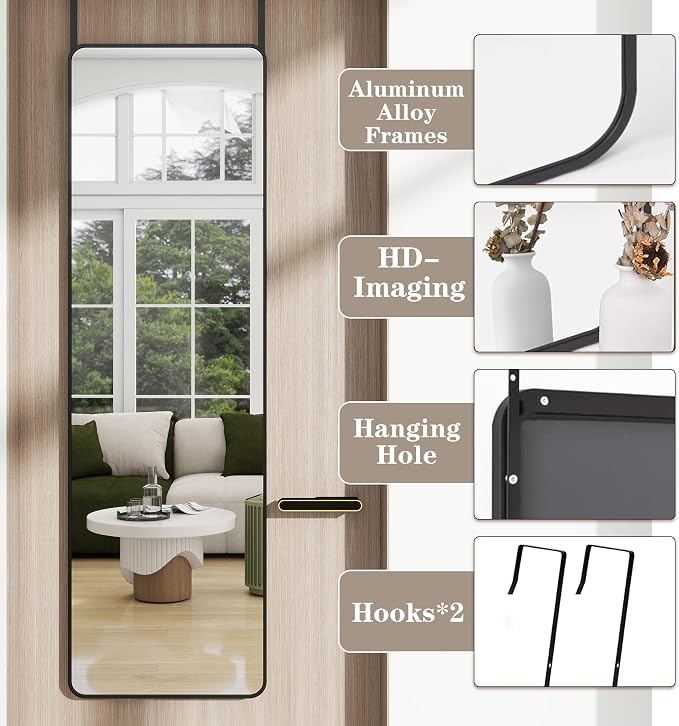 Full Length Door Mirror 14x48, Metal Frame - Image 6