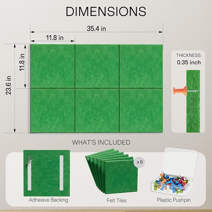 MaxGear Large Cork Board for Wall 36" x 24", Emerald Green Bulletin Board - Image 3