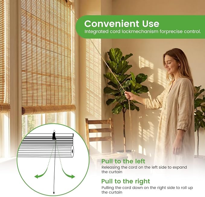 Bamboo Blinds, Custom Sizes Roller Shades - Image 5