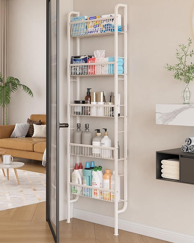 UMDONX Behind The Door Bathroom Shelf Narrow 5-Tier, Space-Saving Slim Storage - Image 7