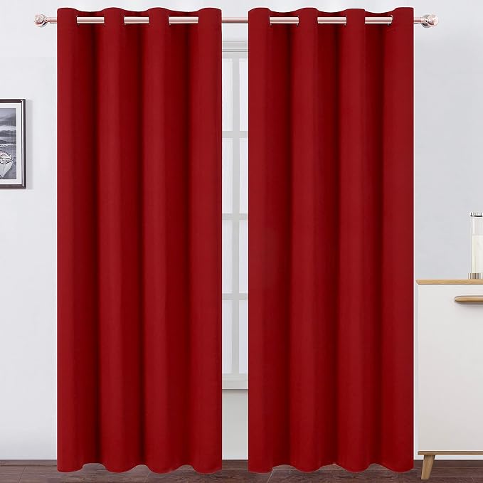 LEMOMO Red Thermal Blackout Curtains/52 x 108 Inch/Set of 2 Panels Room by Lemomo