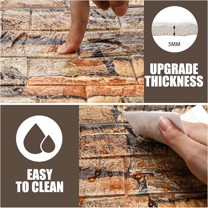 Tinlade 30 Pcs 28.81 Sq ft 3D Wall Panels Peel and Stick Foam Brick Wallpaper - Image 3