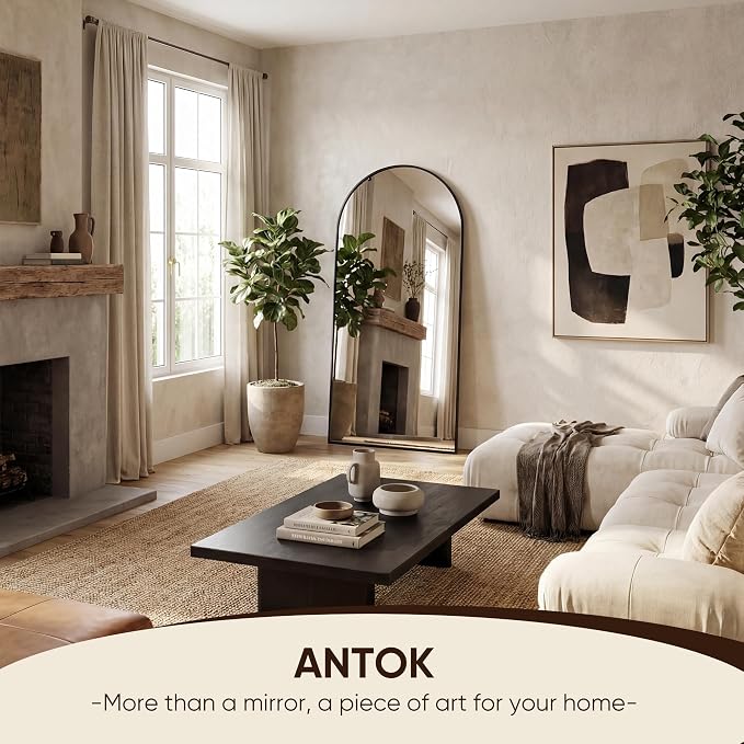 Antok 71" x28” Arched Full Length Floor Mirror, Free Standing/Wall Mount/Leaning - Image 4