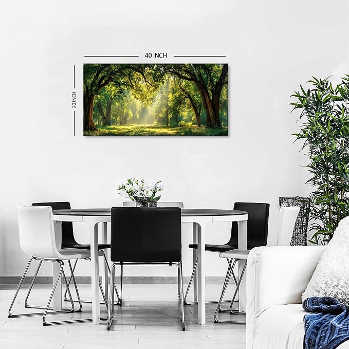 Forest Wall Art for Living Room Nature Green Forest Landscape Canvas Pictures - Image 4