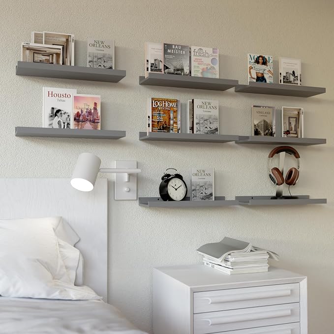 RICHER HOUSE 8 Set Floating Wall Mounted Shelves, Nursery Hanging Book Shelves - Image 2