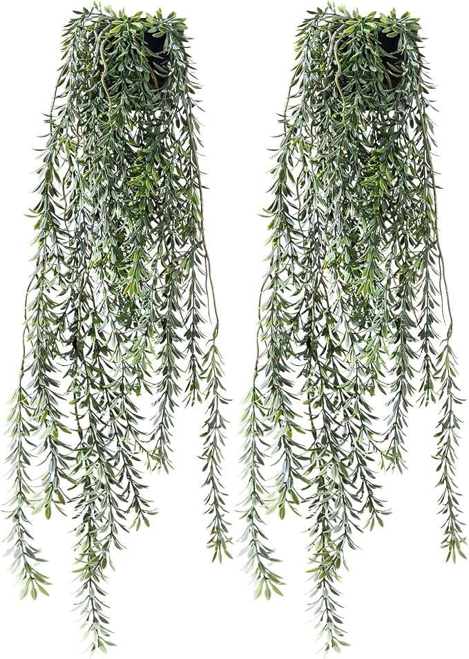 Artificial Hanging Plant 2 Pcs Faux Plant Ivy Vine Faux Eucalyptus Vines Fake - Image 7