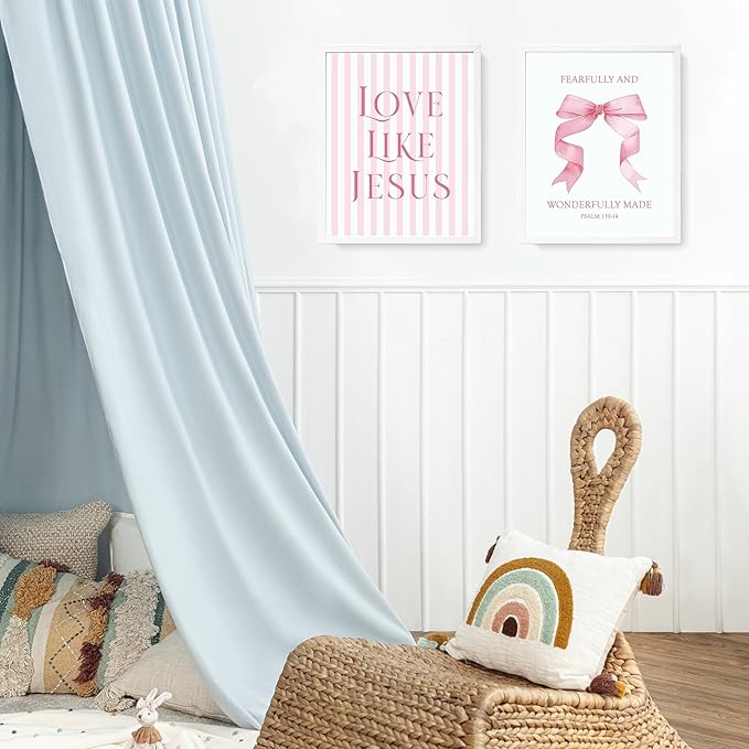 LARTSFRO Coquette Pink Bow Jesus Wall Art Decor Posters, Light Pink Bow - Image 5