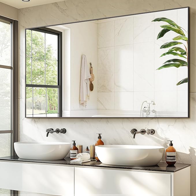 TRAHOME Bathroom Vanity Mirror for Wall, HD Shatterproof Glass, Hangs - Image 2