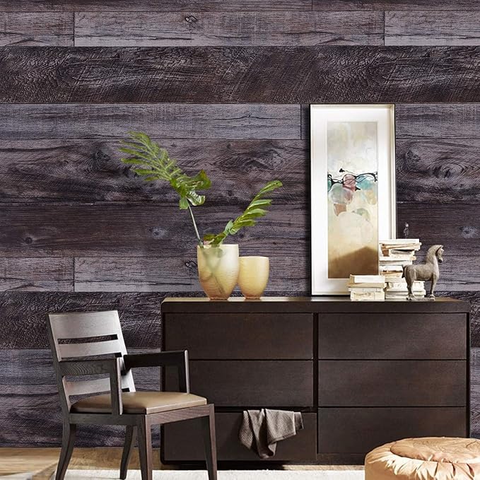 WENMER Grey Wood Peel and Stick Shiplap Self Adhesive Wallpaper - Image 8