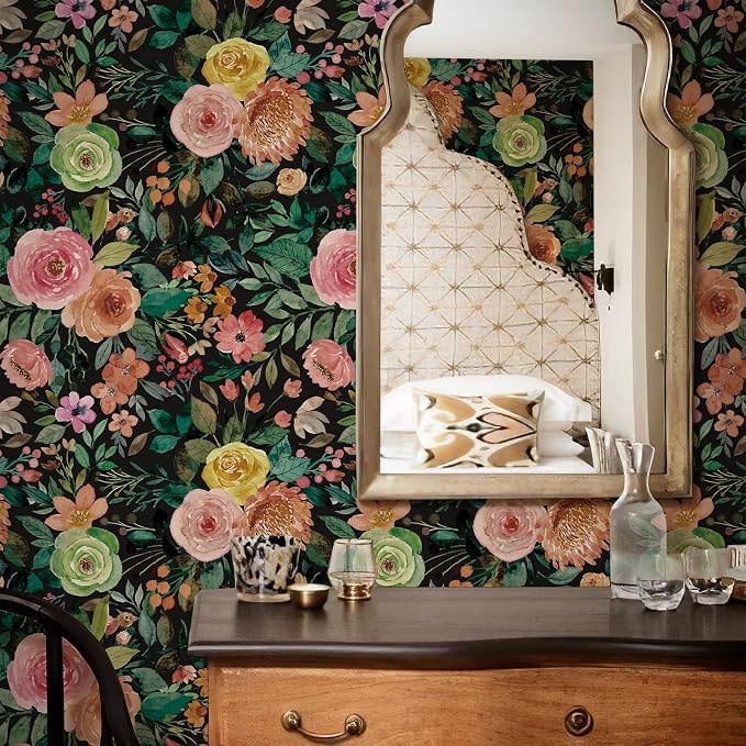 JiffDiff Blooming Floral Wallpaper Peel and Stick Pink Impressionist Floral - Image 3