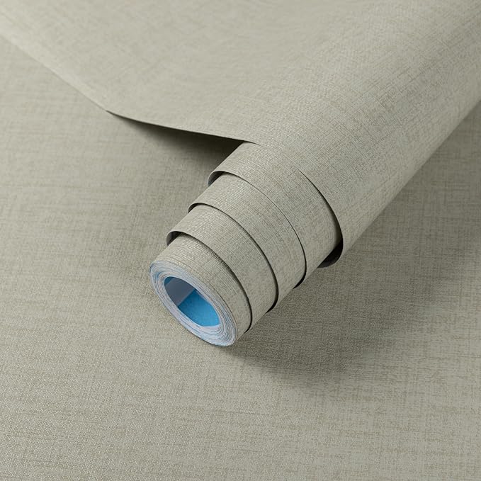 practicalWs Cream Contact Paper 17.7 inch ×393.7 inch Grasscloth Texture Peel by practicalWs