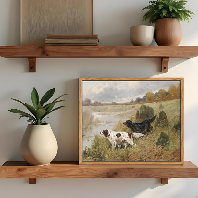 Floating Framed Vintage Hunting Dog Wall Art, Classic Countryside Landscape - Image 6
