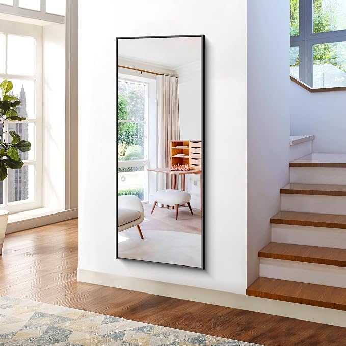 KOCUUY Black Bathroom Mirrors, Oversized Wall Mirror Black Metal Framed Decor - Image 7