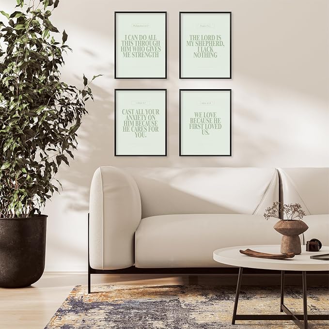 Locomiss Sage Green Christian Wall Art Decor, Modern Bible Verse Prints - Image 3