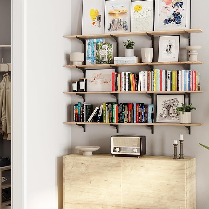 Wallniture Turin 60" Long Wall Bookshelf, Floating Shelves - Image 9