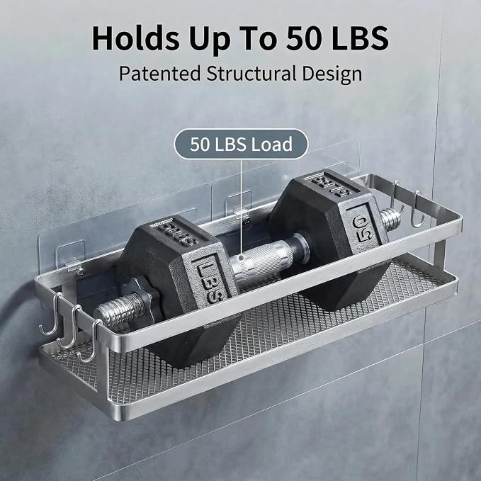 PUSDON 2-Pack 16.5" Extra Long Slim Shower Caddy, Adhesive Wall Mount Bathroom - Image 4